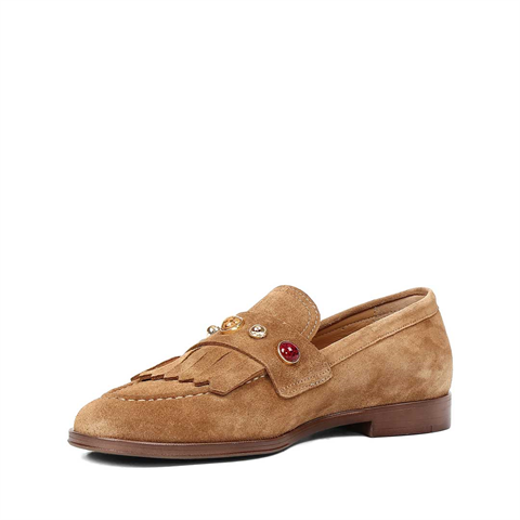 Kadın Taba Püsküllü Süet Deri Loafer