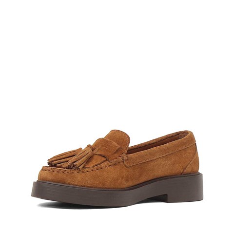 Kadın Taba Süet Deri Loafer