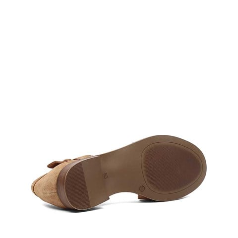 Kadın Taba Süet Deri Sandalet