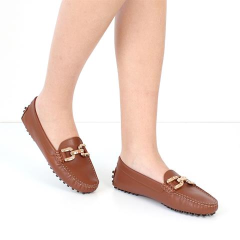 Kadın Taba Tokalı Deri Babet