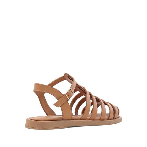 Kadın Taba Tokalı Gladyatör Deri Sandalet