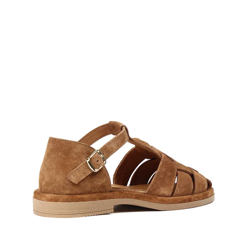 Kadın Taba Tokalı Gladyatör Süet Deri Sandalet