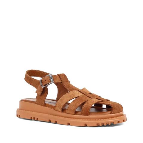 Kadın Taba Tokalı Gladyatör Süet Deri Sandalet