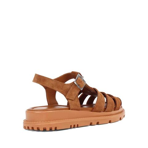 Kadın Taba Tokalı Gladyatör Süet Deri Sandalet