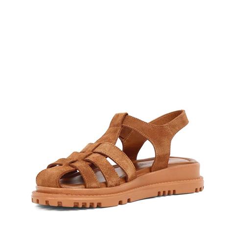 Kadın Taba Tokalı Gladyatör Süet Deri Sandalet