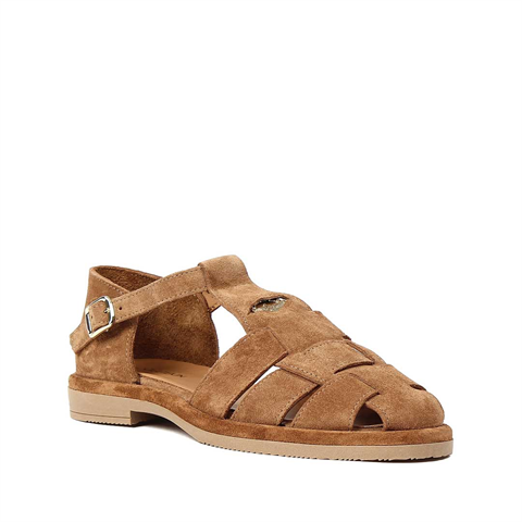 Kadın Taba Tokalı Gladyatör Süet Deri Sandalet