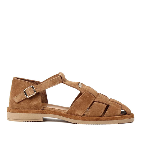 Kadın Taba Tokalı Gladyatör Süet Deri Sandalet