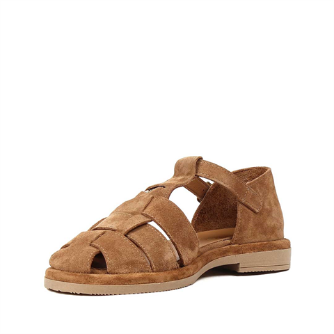 Kadın Taba Tokalı Gladyatör Süet Deri Sandalet