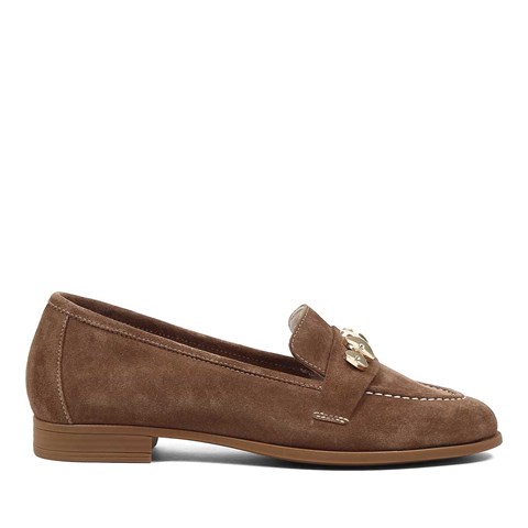 Celal Gültekin Kadın Taba Tokalı Süet Deri Loafer