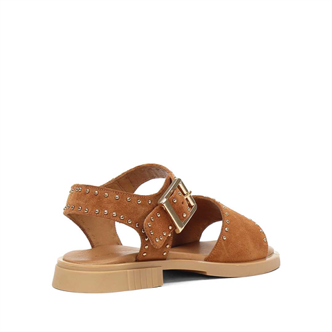 Kadın Taba Tokalı Süet Deri Sandalet