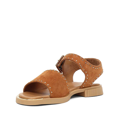 Kadın Taba Tokalı Süet Deri Sandalet