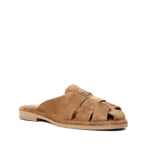 Kadın Taba Tokalı Süet Deri Terlik