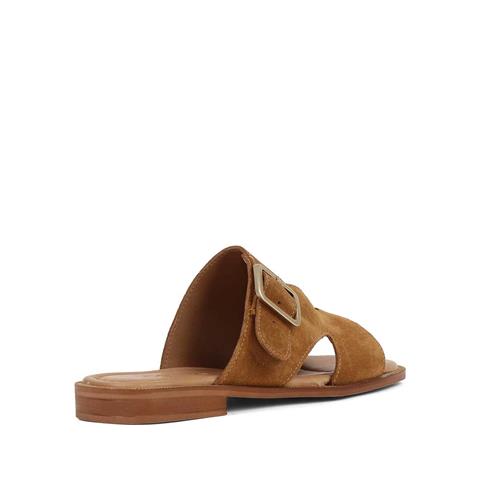 Kadın Taba Tokalı Süet Deri Terlik