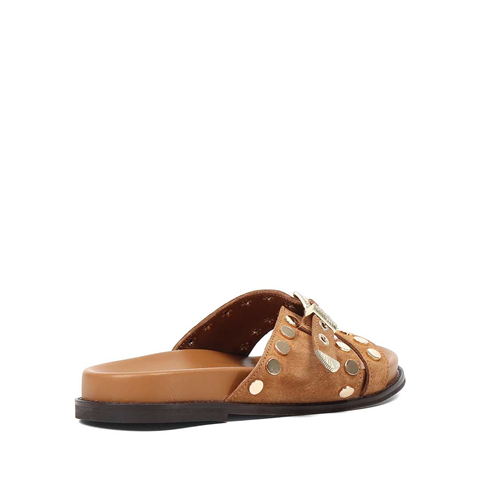 Kadın Taba Tokalı Süet Deri Terlik