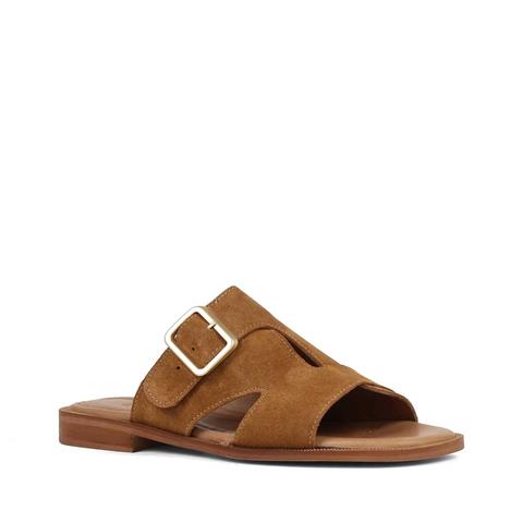 Kadın Taba Tokalı Süet Deri Terlik