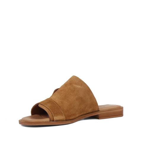 Kadın Taba Tokalı Süet Deri Terlik