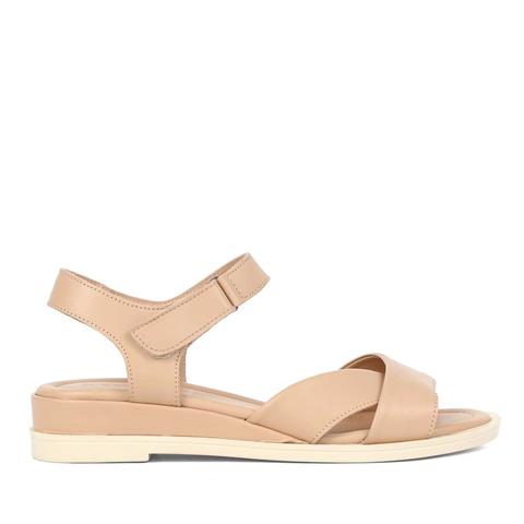 Kadın Ten Bilekten Bantlı Deri Sandalet