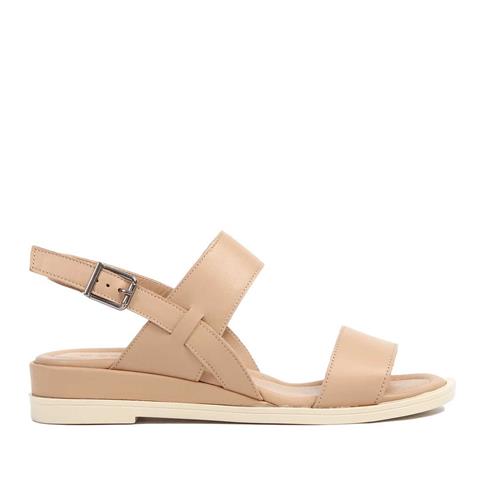 Kadın Ten Bilekten Tokalı Deri Sandalet