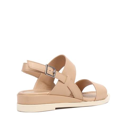 Kadın Ten Bilekten Tokalı Deri Sandalet