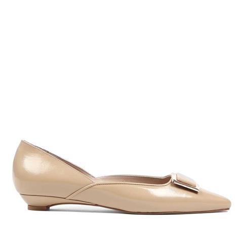 Kadın Ten Kısa Topuklu Rugan Deri Klasik Ayakkabı