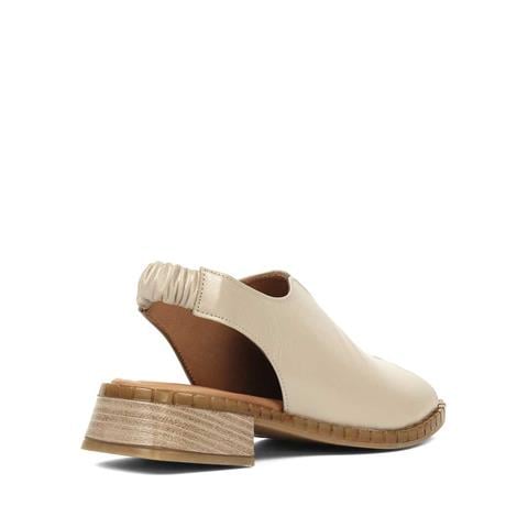 Kadın Vizon Arkası Lastikli Topuklu Deri Sandalet