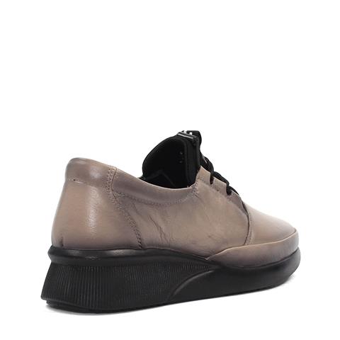 Kadın Vizon Bağcıklı Dolgu Topuklu Deri Ayakkabı