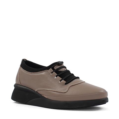 Kadın Vizon Bağcıklı Dolgu Topuklu Deri Ayakkabı