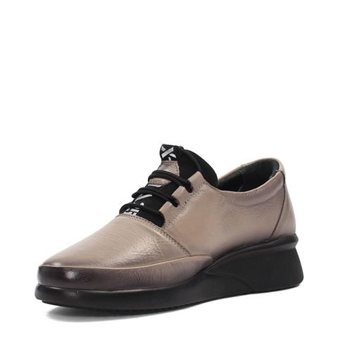 Kadın Vizon Bağcıklı Dolgu Topuklu Deri Ayakkabı