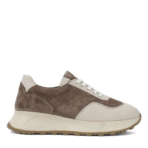 Kadın Vizon Bağcıklı Kalın Tabanlı Süet Deri Sneaker