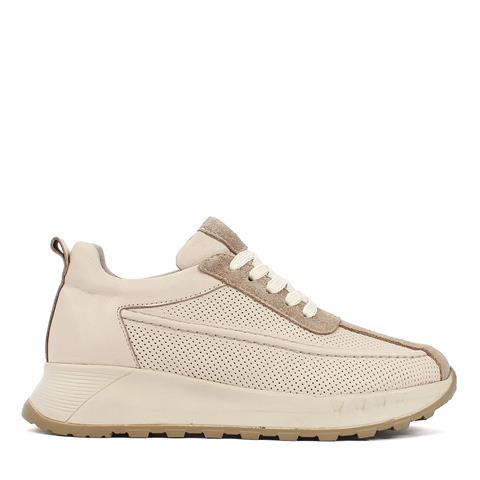 Kadın Vizon Bağcıklı Kalın Tabanlı Süet Deri Sneaker