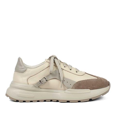 Kadın Vizon Bağcıklı Kalın Tabanlı Süet Deri Sneaker