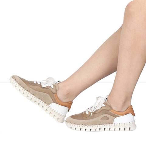 Kadın Vizon Bağcıklı Kalın Tabanlı Süet Deri Sneaker