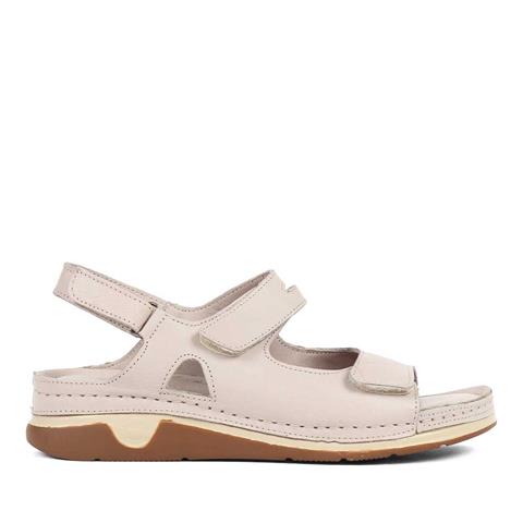 Kadın Vizon Bantlı Dolgu Topuklu Deri Sandalet