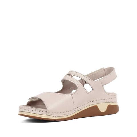 Kadın Vizon Bantlı Dolgu Topuklu Deri Sandalet