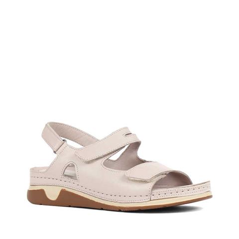 Kadın Vizon Bantlı Dolgu Topuklu Deri Sandalet