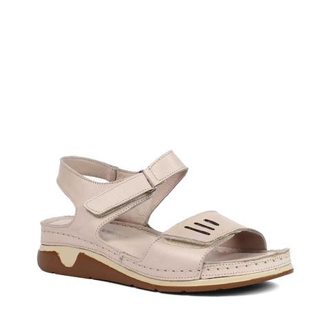 Kadın Vizon Bilekten Cırt Cırtlı Deri Sandalet