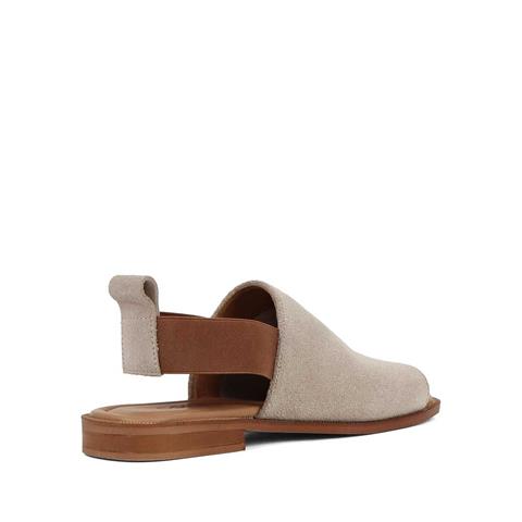 Kadın Vizon Bilekten Lastikli Süet Deri Sandalet