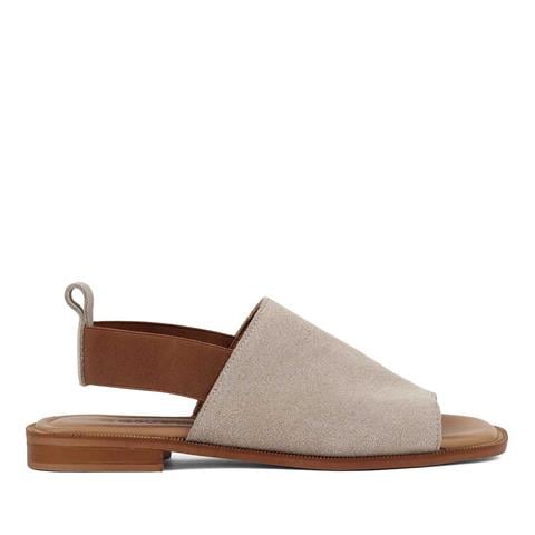 Kadın Vizon Bilekten Lastikli Süet Deri Sandalet