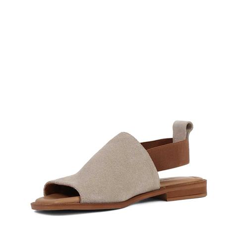 Kadın Vizon Bilekten Lastikli Süet Deri Sandalet