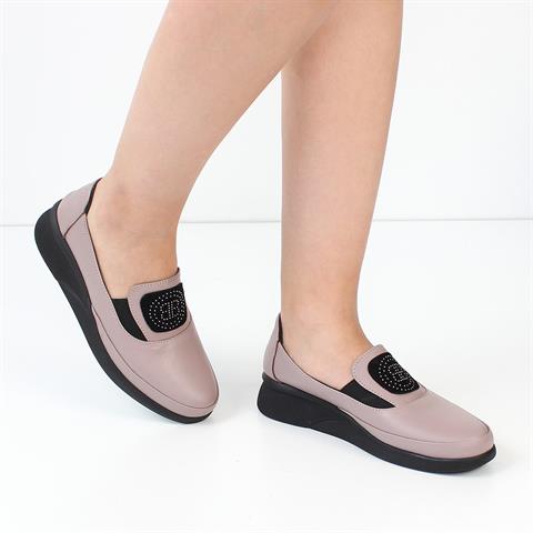 Kadın Vizon Dolgu Topuklu Deri Ayakkabı