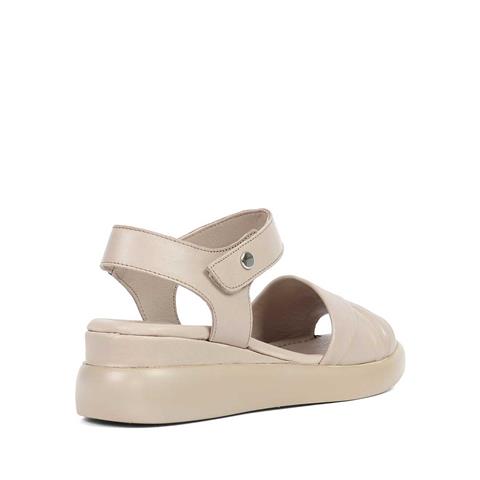 Kadın Vizon Dolgu Topuklu Deri Sandalet