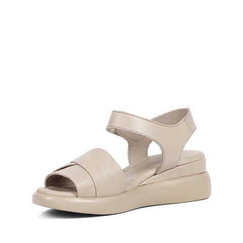 Kadın Vizon Dolgu Topuklu Deri Sandalet