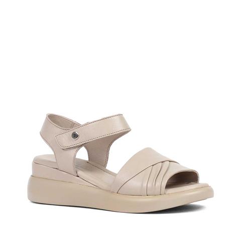 Kadın Vizon Dolgu Topuklu Deri Sandalet