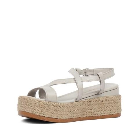 Kadın Vizon Hasır Tabanlı Deri Sandalet