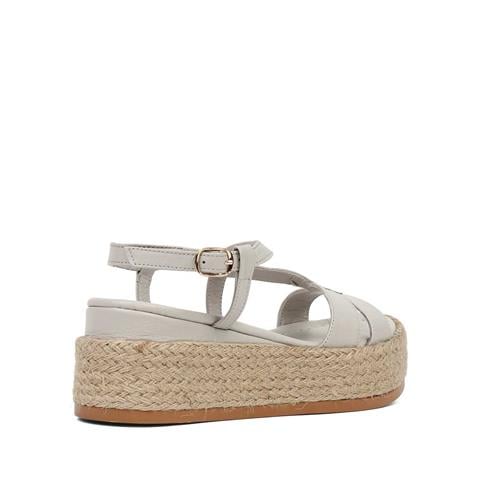 Kadın Vizon Hasır Tabanlı Deri Sandalet