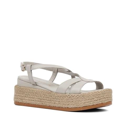 Kadın Vizon Hasır Tabanlı Deri Sandalet