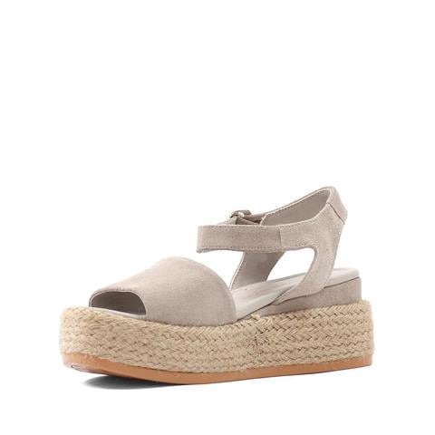 Kadın Vizon Hasır Tabanlı Süet Deri Sandalet