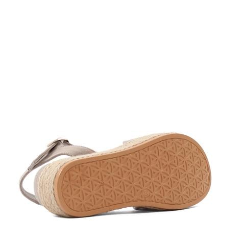 Kadın Vizon Hasır Tabanlı Süet Deri Sandalet