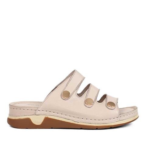 Kadın Vizon Kalın Bantlı Deri Terlik