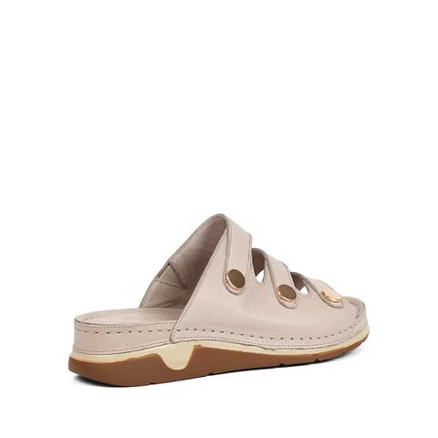 Kadın Vizon Kalın Bantlı Deri Terlik